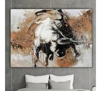 MAIMANG Abstract Animal Canvas Painting Modern Bull Poster and Print Wall Art Picture for Room Home Decor(60x80cm/Frameless)