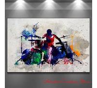 MAIMANG Abstract Drummer Saxophone Player Singer Poster Canvas Painting Drum Print Silhouette Artwork Music Picture Decor(70x100cm/Frameless)