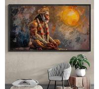 MAIMANG Abstract Hanuman Monkey Yoga Poster Canvas Painting Wall Art Pictures Living Room Home Decor(70x140cm/Internal Frame)