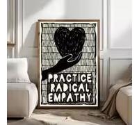 MAIMANG Affiche abstraite sur toile « Empathie radicale » avec un cœur qui vous serre dans ses bras : une œuvre d'art moderne et motivante pour la décoration intérieure (60 x 80 cm/cadre intérieur)