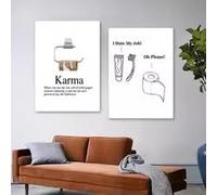 MAIMANG Affiche « Définition du karma », impression sur toile, décoration murale moderne et humoristique pour salle de bain (20 x 30 cm x 2 / cadre intérieur)