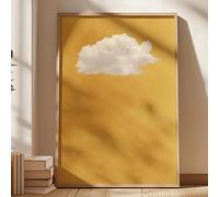 MAIMANG Affiche imprimée Nuage jaune moutarde, peinture sur toile abstraite minimaliste moderne, art mural printanier, décoration intérieure (80x120cm/cadre intérieur)
