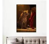 MAIMANG Affiche léopard vintage sexy femme et imprimé léopard/guépard, affiche mode, décoration murale pour chambre femme (20x30cm/cadre intérieur)