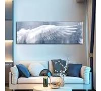 MAIMANG Affiches et impressions murales vintage Ailes d'ange, art mural en noir et blanc, peintures sur toile, tableau pop art pour salon (50x125cm/sans cadre)