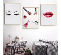 MAIMANG Chic Beauty Salon Canvas Art Modern Makeup Eyelash Wall Decor Poster for Home and Shop Aesthetic Decor(50x70cmx3/Internal Frame)