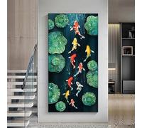 MAIMANG Koi Fish Posters Animal Pond Canvas Prints Modern Home Decor Wall Art For Living Room Pictures Abstract Painting(80x150cm/Frameless)