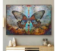 MAIMANG Magnifique peinture sur toile de papillon chaman, affiches et impressions de papillons rétro pour salon, bureau, décoration murale, 70 x 100 cm, sans cadre