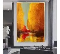 MAIMANG Peinture abstraite de paysage sur toile, représentant des arbres et des lacs, décoration murale pour le salon (60 x 80 cm, sans cadre)