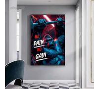 MAIMANG Peinture murale humoristique « No Pain No Gain » avec gorille, toile, impressions motivantes, décoration d'intérieur, cadre 40 x 60 cm