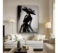 MAIMANG Peinture sur toile de style moderne abstrait représentant des figures féminines aux grands yeux, idéale pour la décoration murale du salon (60x80cm/sans cadre)