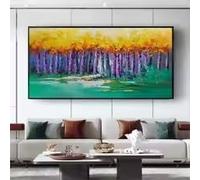 MAIMANG Tableau 3D abstrait à palette dorée et argentée représentant un arbre riche, sur toile, pour salon ou chambre, décoration murale moderne (55 x 110 cm/sans cadre)