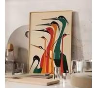 MAIMANG Tableau abstrait d'oiseaux sur toile, imprimé dans un style simple, idéal pour la décoration murale des salons, chambres et bureaux (20 x 30 cm/sans cadre)