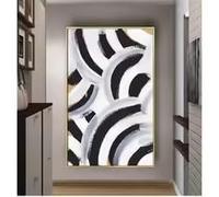 MAIMANG Tableau abstrait en noir et blanc, style minimaliste moderne, pour la décoration d'un salon, d'un porche ou d'un couloir (20 x 30 cm, sans cadre)