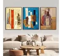 MAIMANG Tableau abstrait moderne de Pablo Picasso représentant une guitare sur toile, affiche européenne imprimée, décoration murale pour salon (20 x 30 cm x 3/cadre)