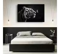 MAIMANG Tableau moderne en noir et blanc sur toile représentant un tigre et un papillon, idéal pour la décoration de votre salon (30 x 45 cm/cadre).