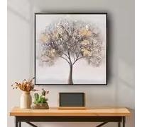 MAIMANG Tableau nordique sur toile, art mural abstrait moderne représentant un arbre doré et un tuba, idéal pour la décoration du salon (60 x 60 cm/cadre intérieur)