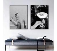 MAIMANG Tableau sur toile noir et blanc, affiche murale, imprimé guépard, style léopard vintage moderne, décoration de chambre (50 x 70 cm x 2 / sans cadre)