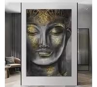 MAIMANG Tableau sur toile représentant une statue de Bouddha doré, art religieux zen, affiches et impressions d'art mural moderne pour la décoration intérieure (70 x 100 cm/cadre)