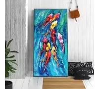 MAIMANG Tableaux sur toile abstraits de poissons nageant, affiches et impressions murales, art mural moderne d'animaux pour le salon (20x40cm/sans cadre)