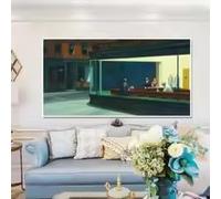 MAIMANG Tableaux sur toile, affiches et reproductions « Nighthawks » d'Edward Hopper, pour la décoration du salon (60 x 120 cm/encadré)