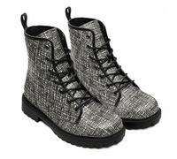 Maimeili Bottines à lacets imprimés pour femme avec motifs végan à carreaux/rayons/cercles en cuir Bottes de combat florales élégantes pour quotidien voyages fêtes et célébrations (personnalisables)