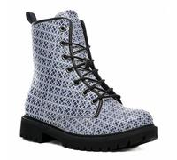 Maimeili Bottines à lacets imprimés pour femme avec motifs végan à carreaux/rayons/cercles en cuir Bottes de combat florales élégantes pour quotidien voyages fêtes et célébrations (personnalisables)