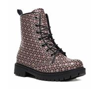 Maimeili Bottines à lacets imprimés pour femme avec motifs végan à carreaux/rayons/cercles en cuir Bottes de combat florales élégantes pour quotidien voyages fêtes et célébrations (personnalisables)
