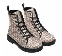 Maimeili Bottines à lacets imprimés pour femme avec motifs végan à carreaux/rayons/cercles en cuir Bottes de combat florales élégantes pour quotidien voyages fêtes et célébrations (personnalisables)
