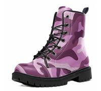 Maimeili Bottines à lacets imprimés pour femme avec motifs végan à carreaux/rayons/cercles en cuir Bottes de combat florales élégantes pour quotidien voyages fêtes et célébrations (personnalisables)