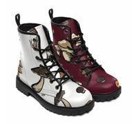 Maimeili Bottines Imprimées Femme à Motifs Fleurs Champignons Graffiti Animaux Uni Colorées Élégantes Décontractées Quotidiennes Plateforme Lacets Cuir Bottes Combat Fête Halloween Noël