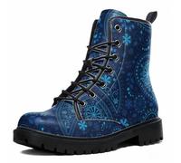 Maimeili Bottines Imprimées Femme à Motifs Fleurs Champignons Graffiti Animaux Uni Colorées Élégantes Décontractées Quotidiennes Plateforme Lacets Cuir Bottes Combat Fête Halloween Noël