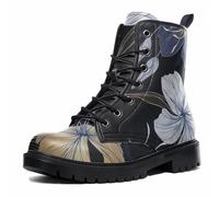 Maimeili Bottines Imprimées Femme Motifs Fleurs Champignons Crânes Animaux Uni Colorées Élégantes Décontractées Quotidiennes Plateforme Lacets Cuir Bottes Combat Fête Halloween Noël