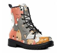Maimeili Bottines Imprimées Femme Motifs Fleurs Champignons Crânes Animaux Uni Colorées Élégantes Décontractées Quotidiennes Plateforme Lacets Cuir Bottes Combat Fête Halloween Noël