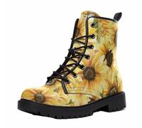 Maimeili Bottines Imprimées Femme Motifs Fleurs Champignons Crânes Animaux Uni Colorées Élégantes Décontractées Quotidiennes Plateforme Lacets Cuir Bottes Combat Fête Halloween Noël