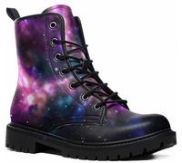 Maimeili Bottines Imprimées Femme Motifs Fleurs Champignons Crânes Animaux Uni Colorées Élégantes Décontractées Quotidiennes Plateforme Lacets Cuir Bottes Combat Fête Halloween Noël