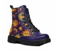 Maimeili Bottines Imprimées Femme Motifs Fleurs Champignons Crânes Animaux Uni Colorées Élégantes Décontractées Quotidiennes Plateforme Lacets Cuir Bottes Combat Fête Halloween Noël