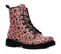 Maimeili Bottines Léopard Femme Décontractées Quotidiennes Élégantes Colorées à Plateforme Lacets Cuir Bottes Combat Fête Halloween Noël