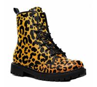 Maimeili Bottines Léopard Femme Décontractées Quotidiennes Élégantes Colorées à Plateforme Lacets Cuir Bottes Combat Fête Halloween Noël