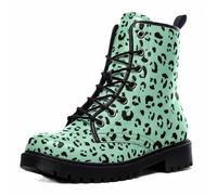 Maimeili Bottines Léopard Femme Décontractées Quotidiennes Élégantes Colorées à Plateforme Lacets Cuir Bottes Combat Fête Halloween Noël