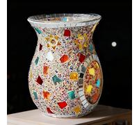 Maimeili Brûleur À Huile Romantique en Verre Mosaïqué Porte-Bougie Tealight Chauffage De Parfums Diffuseur D'Aroma pour Mariage Décoration De Table Noël Maison