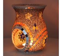 Maimeili Brûleur À Huile Romantique en Verre Mosaïqué Porte-Bougie Tealight Chauffage De Parfums Diffuseur D'Aroma pour Mariage Décoration De Table Noël Maison