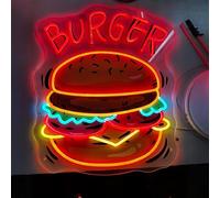 Maimeili Burger UV imprimé enseigne au néon pour homme Cave chambre à coucher lumières de chambre au néon lumière signes décorations fête d’anniversaire