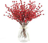 Maimeili Douze Paquets Baies De Houx Artificielles avec Tiges Fil De Fer pour Décorations Arbre De Noël Couronnes Artisanat Mariage Fête Cadeaux Maison Salle De Bain Table Remplissage Vase