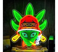 Maimeili Extraterrestre Fumer Imprimer UV Signe au néon pour Homme Cave Chambre à coucher Lumières au néon Signes Décorations Fête d'anniversaire