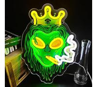 Maimeili Extraterrestre Fumer Imprimer UV Signe au néon pour Homme Cave Chambre à coucher Lumières au néon Signes Décorations Fête d'anniversaire