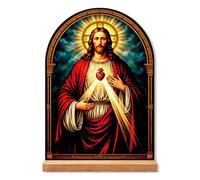 Maimeili Icône Grecque Orthodoxe Jésus Christ Statuette Ornement Catholique | Panneau de Table Décoratif en Acrylique Autel Domestique Pour Femmes et Hommes Décoration d'Intérieur
