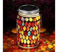 Maimeili Lanterne Mosaïque Solaire - Suspendue ou sur Table - Étanche - Lampe en Verre pour Jardin, Patio, Terrasse - Décoration de Fête