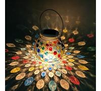 Maimeili Lanterne Mosaïque Solaire - Suspendue ou sur Table - Étanche - Lampe en Verre pour Jardin, Patio, Terrasse - Décoration de Fête
