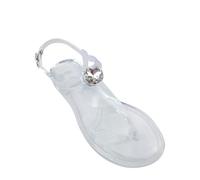 Maimeili Sandales de gelée pour femmes avec fleur papillon diamant plat gelées transparentes tongs bohème style coloré plage chaussures plates pour robes vacances ouvert orteil