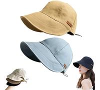 MAIMiao Chapeau de Protection UV sans Maquillage,Chapeau de Soleil pour Femmes,Chapeau de Soleil UPF50+ pour Femmes (C-2pcs)